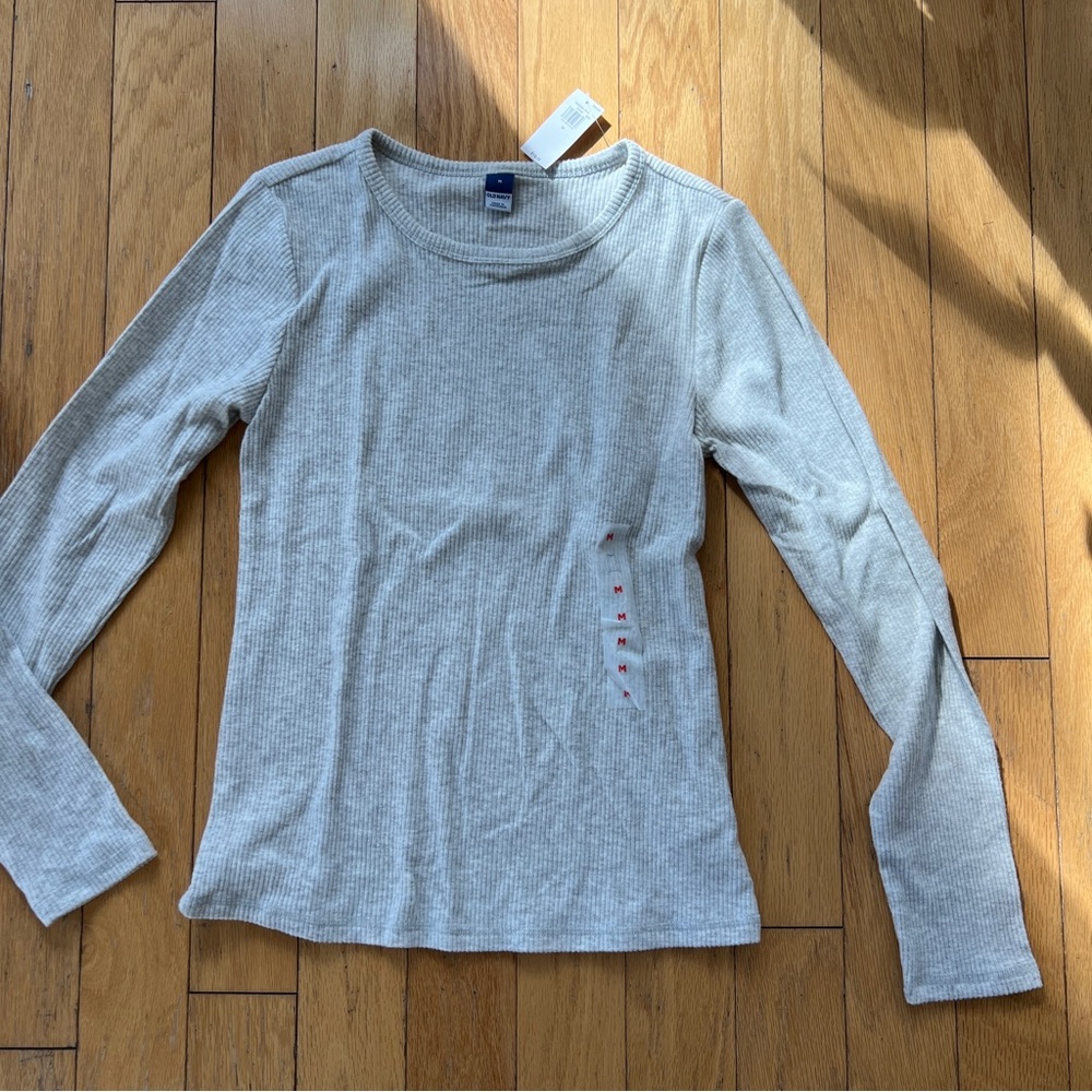 Old Navy Light Gray Ribbed Knit Top